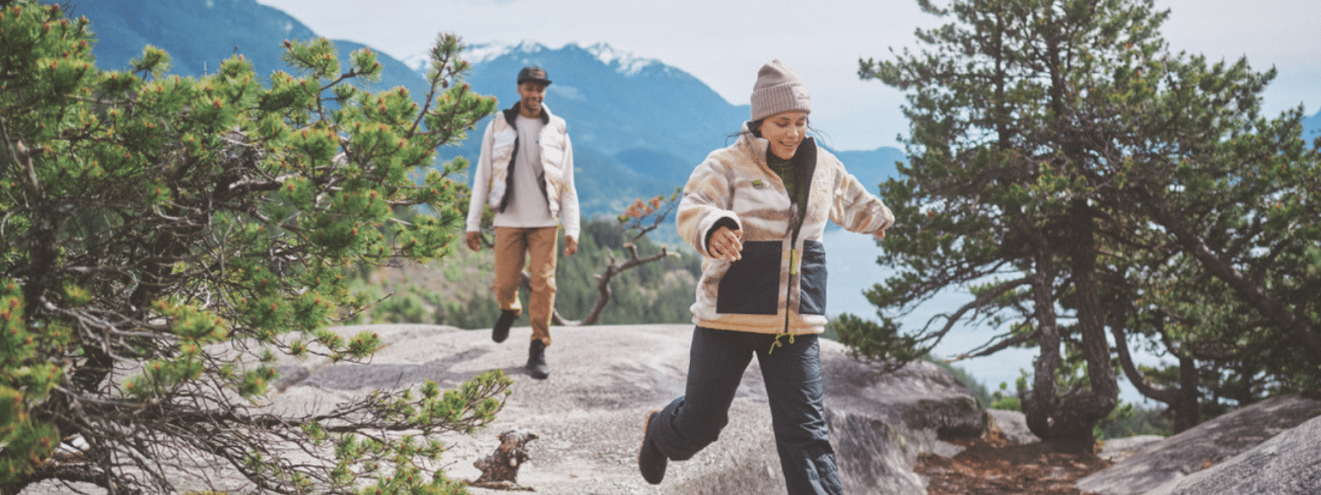 people wearing Columbia gear while hiking