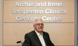 Archie Verspeeten in front of new genome centre