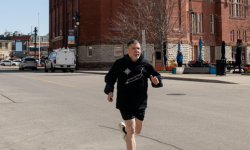 Samm Simon running in Stratford, Ontario