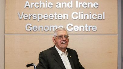 Archie Verspeeten in front of new genome centre