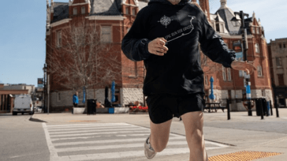 Samm Simon running in Stratford, Ontario