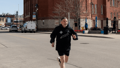 Samm Simon running in Stratford, Ontario